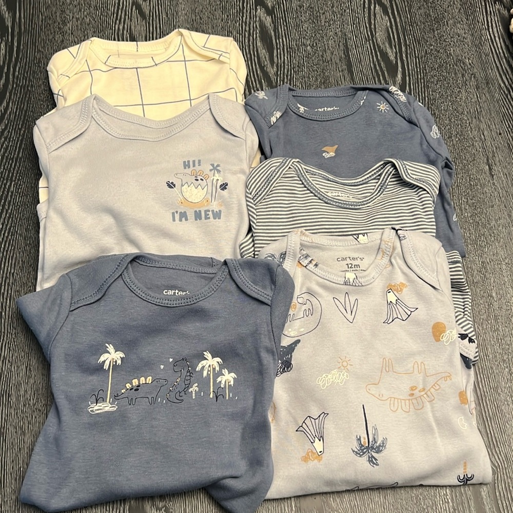Carters (6)piece-One Piece Items With Snap Closure-12 months-NWT**